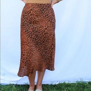 Molly Green Animal Print Satin Midi Skirt